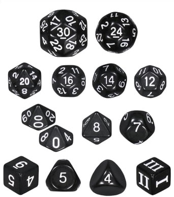 Dungeon Crawl Classics – DADI STRAMBI – Set Nero Completo